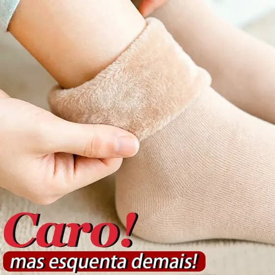 Kit 5 Pares Meias Térmicas para Adolescentes | Estilo Coreano | Pelúcia Interna + Algodão | Cano Médio Preta | Combina c