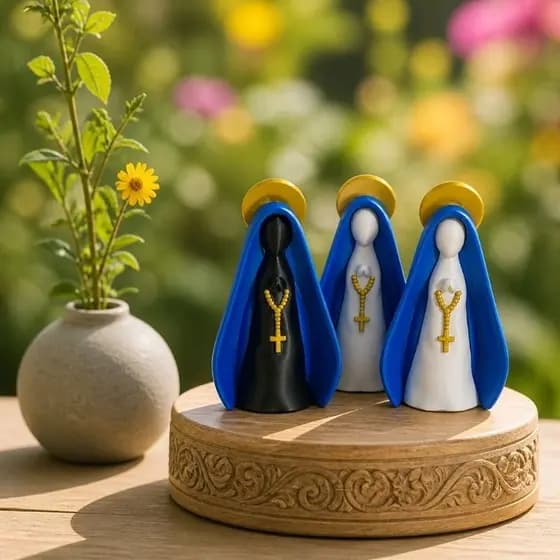 Kit Nossa Senhora Presente Religioso – Fé, Proteção e Luz | Vela LED + Bandeja Decorativa