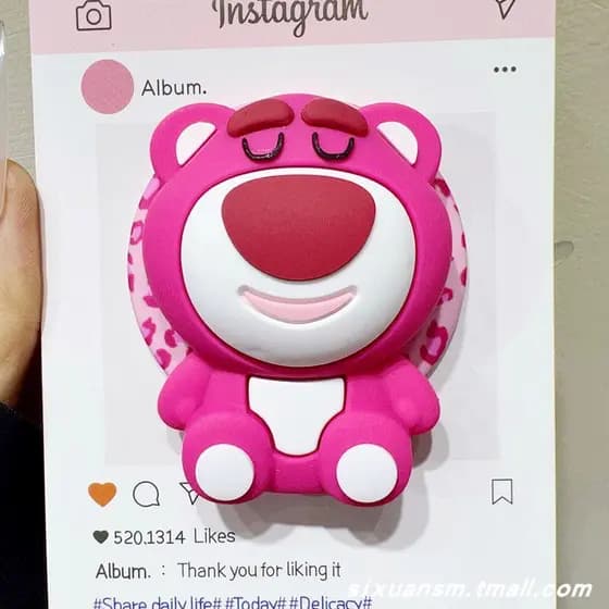magsafe popsocket griptok magsafe Japão Japão Japão Coreia INS Style Toy Story Cartoon Cute Strawberry Bear Boneca tridi