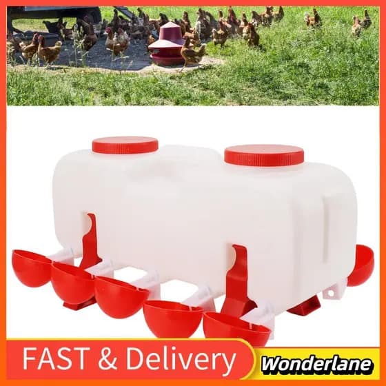 Wonderlane-br Wonderlane-br Jiawu Chicken Waterer 10L Alimentador de água com 10 xícaras de aves semiautomáticas para