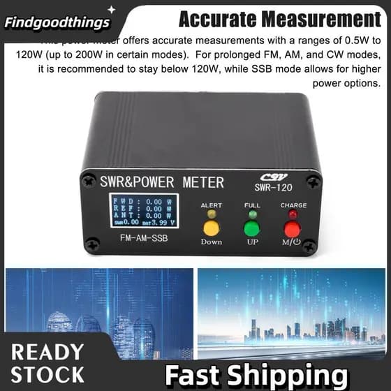 findgoodthings-br Medidor SWR 120W de potência digital com display OLED para entusiastas de rádio amador