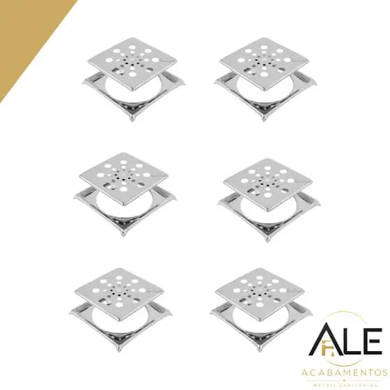 Kit Ralo GRELHA Giratória Quadrado JWL Metais 10x10 Cm Com Caixilho - Aço Inox 430