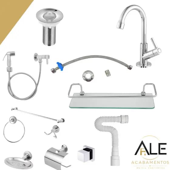 Kit Banheiro Super Completo 12 Peças Luxo com Torneira Abs e Ducha Higienica Abs