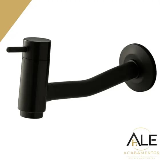 Torneira Link Banheiro Black ABS De Parede 18cm 1/4 De Volta Com Arejador
