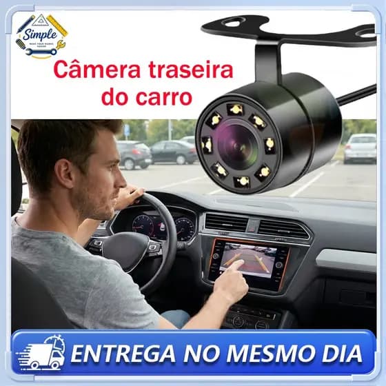 Câmera Veicular De Ré Borboleta 8 Led Visão Noturna Para Multimidia Universal