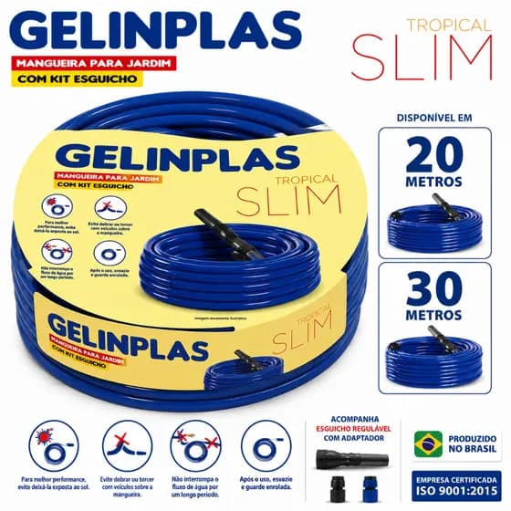 Mangueira Jardim Reforçada Dupla Camada PVC 20m 30m Com Esguicho Gelinplas Plasbohn