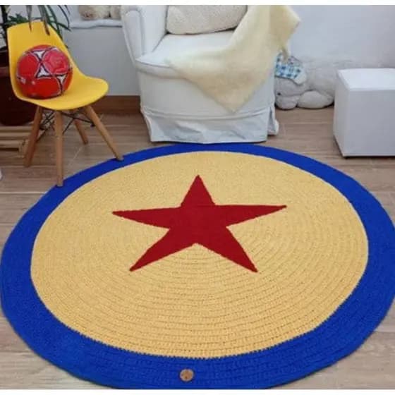 Tapete para Quarto de bebê Infantil Bola Estrela Pixar toy Story Crochê 100% Algodão Fio Duplo.