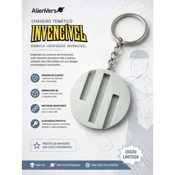 Chaveiro Invencível Viltrumita Impresso em 3D | Presente Geek, Colecionável e Decorativo