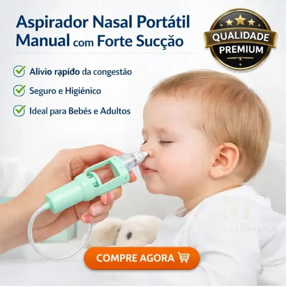 Aspirador Nasal Portátil Manual com Forte Sucção Alívio Rápido para Nariz Entupido