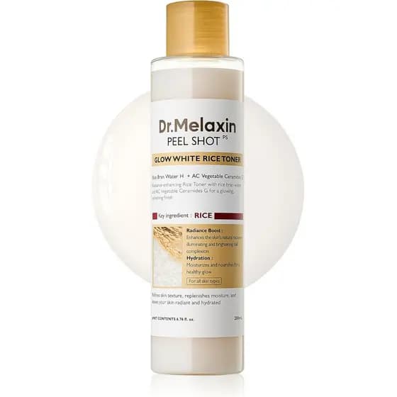 Dr.MelaxinPeelShotGlowTônico Facial com Extrato de Arroz e Ceramidas, Hidratante e Refinador para Pele de Vidro, Óleo Li
