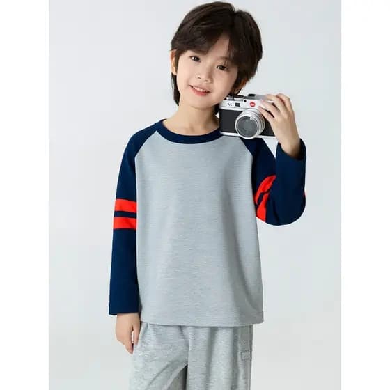 Marca roupas infantis 2026 primavera novo estilo meninos puro algodão manga comprida camiseta moda infantil camisa de fu