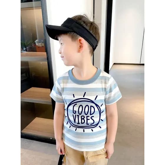 Marca comércio exterior 2026 verão novo estilo influenciador roupas infantis crianças de manga curta meninos camiseta li