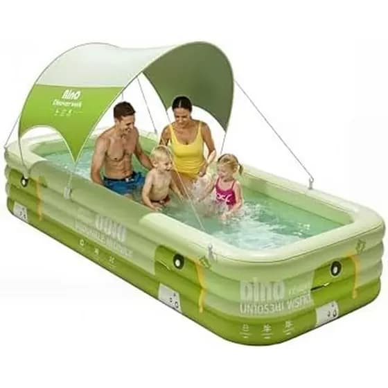 Piscina Inflável Grande De 120 " Para Crianças Com Dossel Removível , De 4 Camadas , PVC Resistente De 0.32 Mm Durável F