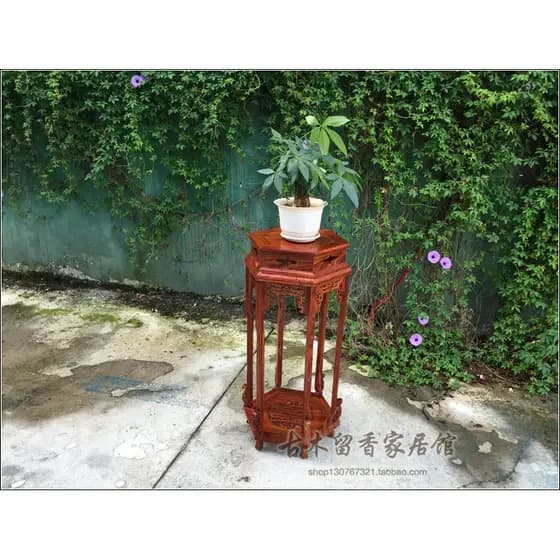 Fragrância de madeira antiga mogno ouriço vermelho sândalo Hexagonal flor mesa jacarandá flor suporte Bonsai prateleira