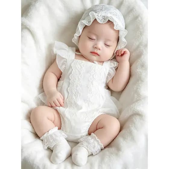 Roupas de bebê recém-nascido mês cheio cem dias banquete menina bebê renda macacão estilo ocidental sem mangas princesa