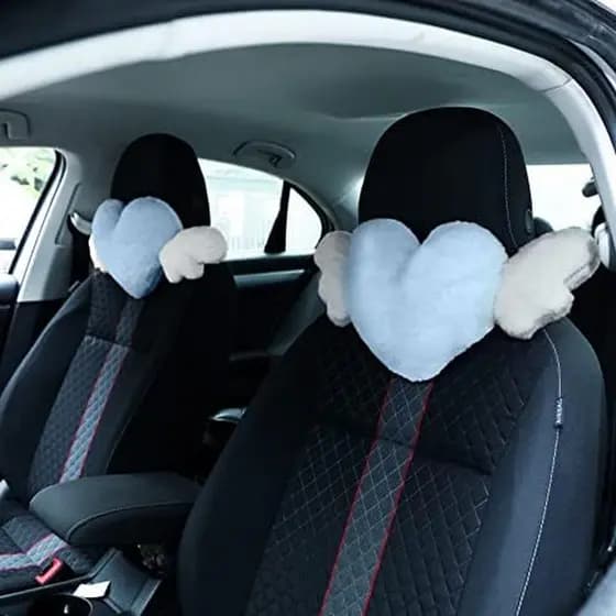 Pelúcia Em Forma De Coração Asas De Anjo Encosto De Cabeça Do Carro Condução Sala De Viagem Confortável Macio Assento De