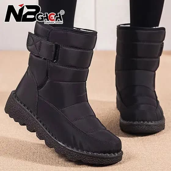 Botas de Couro Impermeáveis de Inverno para Mulheres, Leves e Quentes