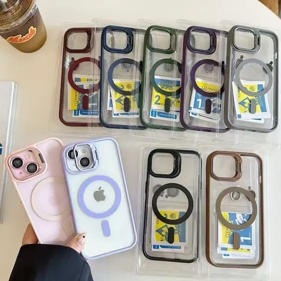 Capa Magsafe com Proteção de Câmera e Borda Colorida+Brinde película fosca