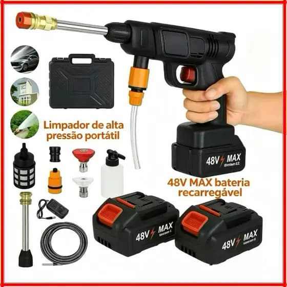 lavadora alta pressão portátil com 2 baterias linha premium pistola lava jato profissional limpeza de carros e jardins