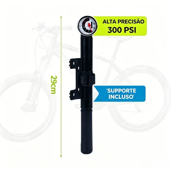 Bomba De Suspensão Para Mountain Bike De Alta Pressão De 300 PSI Com Medidor Preciso , Portátil De 29 Cm , Inclui Suport