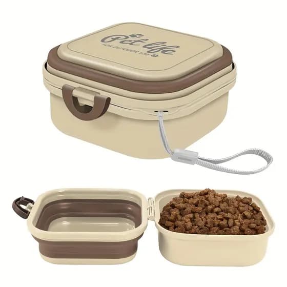 1 tigela de água portátil para cães, uso em viagens 2 em 1 para alimentos para animais de estimação, Design de tigela de