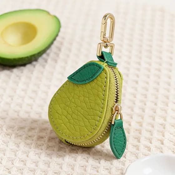 1 peça de chaveiro em formato de fruta pu porta-moedas - Mini bolsa de armazenamento AirTag e caixa organizadora de joia