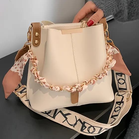 Bolsa de ombro multifuncional elegante feminina, bolsa balde diária Casual All-Match, bolsa mensageiro, fechamento com z