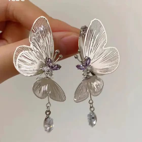 Estilo legal oco roxo borboleta zircão brincos nicho Design estilo requintado elegante All-Match brincos femininos