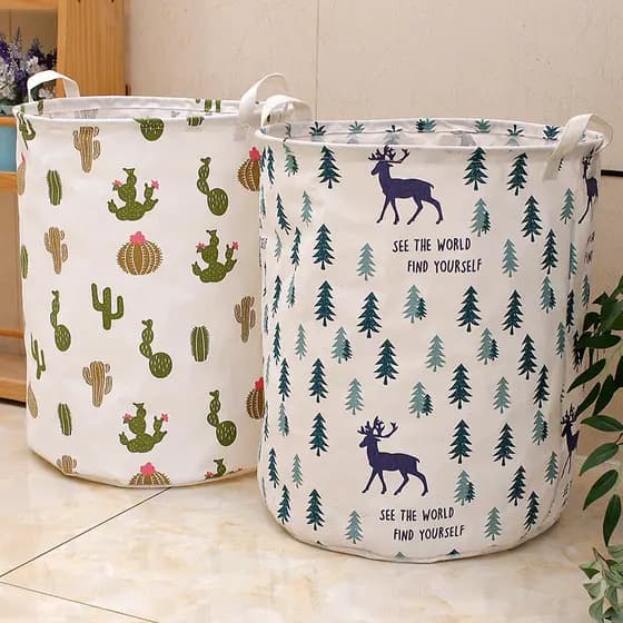 Cesto impermeável para roupas sujas, cesto de armazenamento de brinquedos e roupas, cesto de lavanderia em tecido de alg