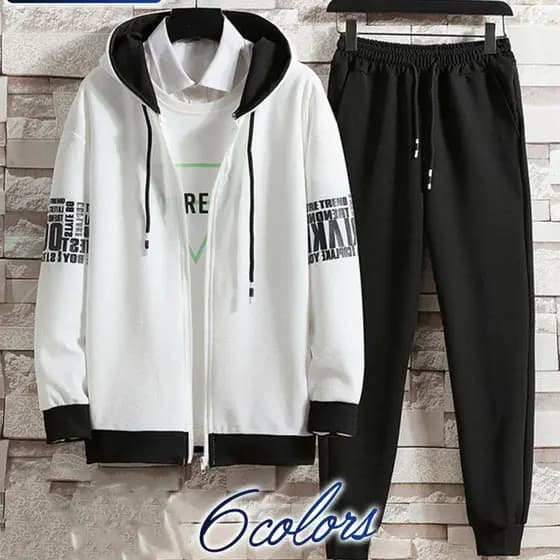 Conjunto Masculino Moletom Casual Largo Esportivo Outono Confortável