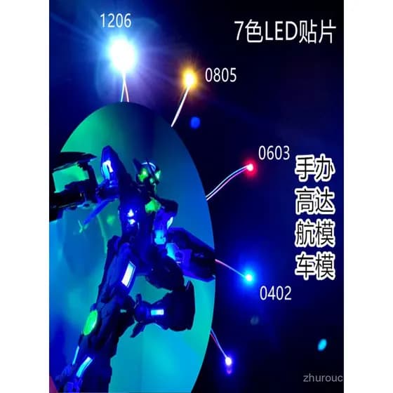 Fita de LED de 7 cores com fios para montagem de modelos DIY, materiais de blocos de construção, luzes de modificação de
