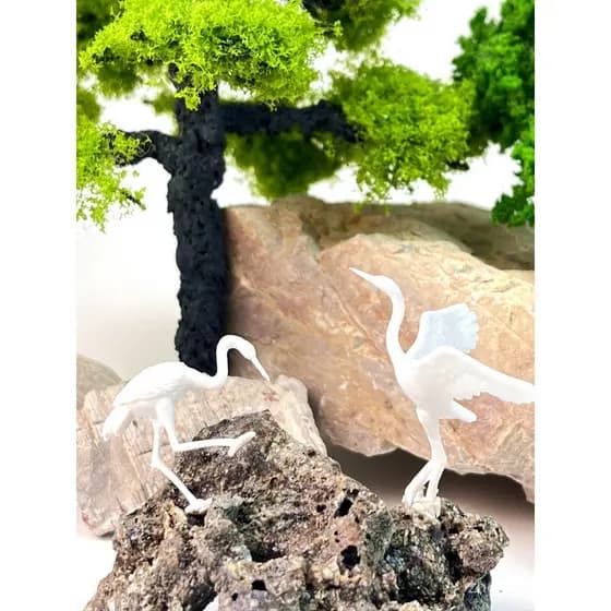Simulação de modelo de guindaste-de-coroa-vermelha, ornamento decorativo para jardim de pedras, modelo de animal para mi
