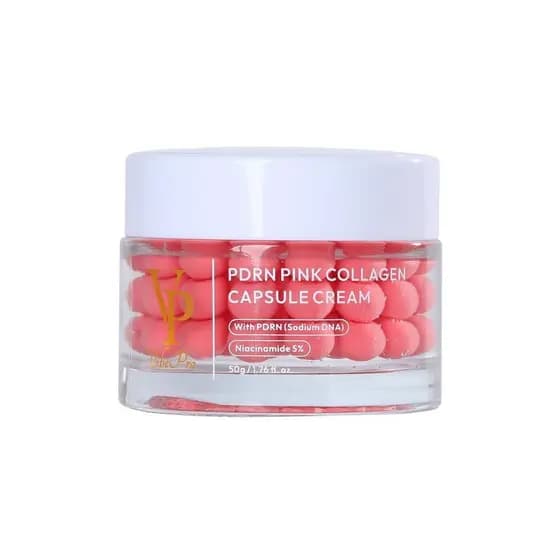 Creme em Cápsula de Colágeno Rosa VP PDRN – Hidratante Facial com Niacinamida, Creme em Cápsula Leve para uma Pele Radia