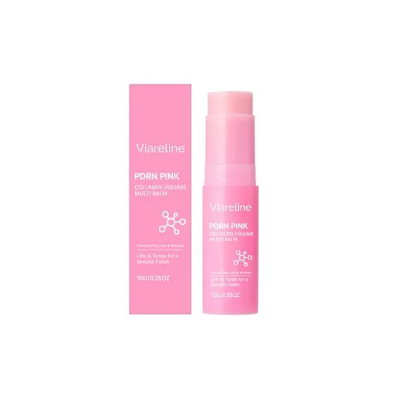 Viareline Pink Plumping Multi-Effect Moisturizing Stick possui ingredientes suaves e uma textura hidratante para hidrata