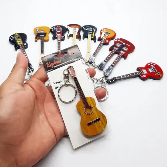 Chaveiro de Guitarra em Miniatura GANTUNGAN, Material Exclusivo de Madeira, Lembrança de Casamento Estilosa