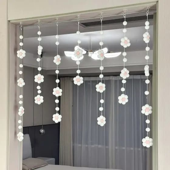 Cortina de porta de girassol fofa, decoração de casa, estilo divisória, porta de quarto infantil, Layout sem perfuração