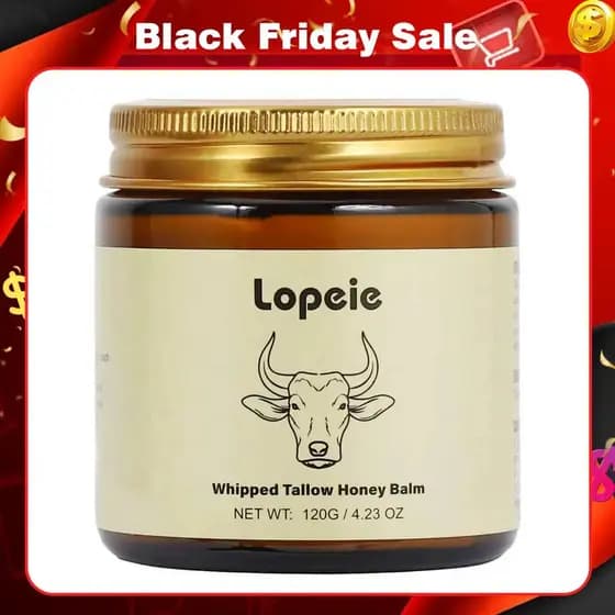 Bálsamo de Mel com Sebo de Carne de Gado Alimentado a Pasto Lopeie - 4 Oz, Creme Hidratante para Pele Macia e Suave - Hi