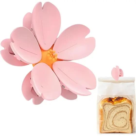 Clipe de Vedação Multiuso Rosa Flor de Cerejeira, Clipe Magnético para Vedação de Lanches no Refrigerador, para Armazena
