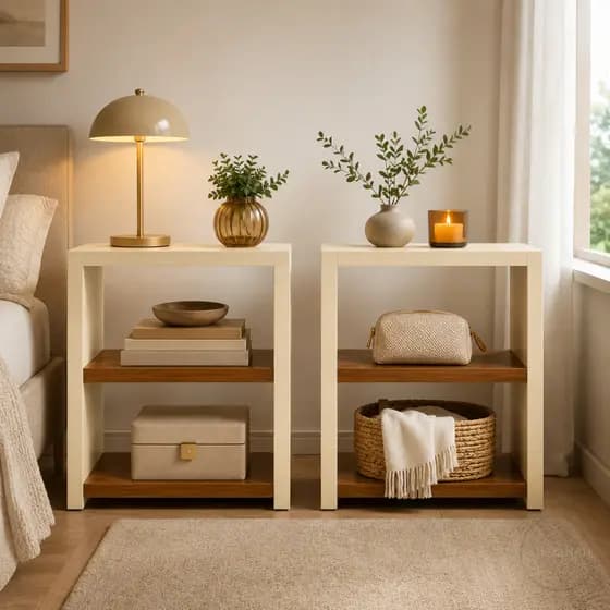 KIT 2 Mesa de Cabeceira Nicho Para Quarto Aparador Multiuso MDP/MDF
