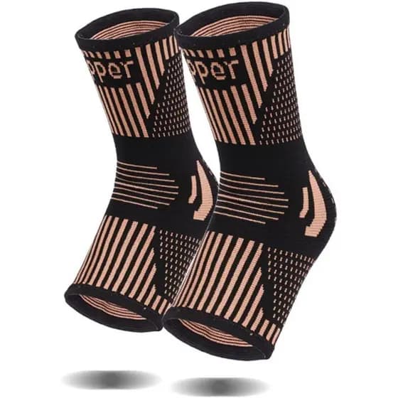 1 par de tornozeleiras de cobre, tornozeleiras de compressão com infusão de cobre, usadas para fasciíte plantar, alívio