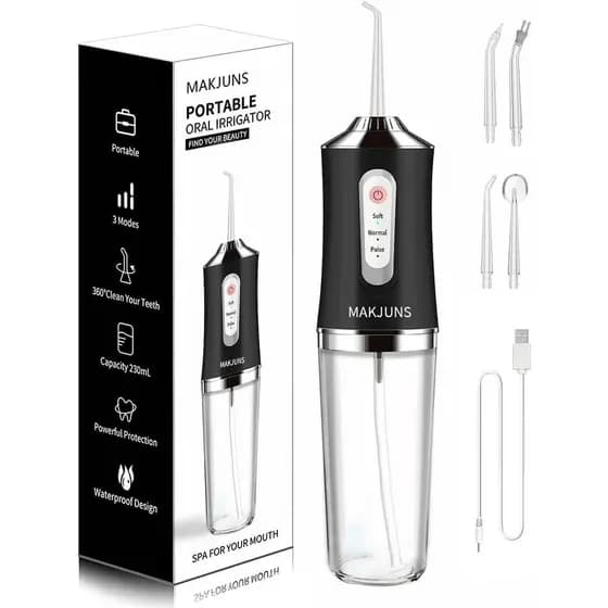 Irrigador Oral Sem Fio para Limpeza de Dentes com 3 Modos e 4 Jatos, Recarregável, à Prova d'Água IPX7, para Viagens, Us
