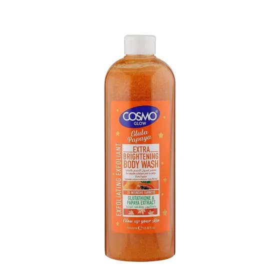 Cosmo Glow Gluta Papaya Sabonete Corporal Esfoliante e Iluminador 1000ml/33.8fl.oz, Feito com Glutationa e Extrato de Pa