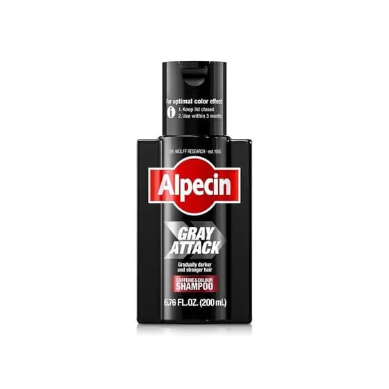 Shampoo Alpecin Gray Attack com Cafeína e Cor para Homens 6.76 Fl Oz | Cabelos Gradualmente Mais Escuros e Fortes |