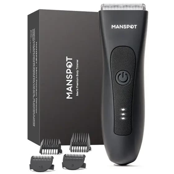 MANSPOT Manscape Aparador de Pelos Íntimos e Corporais para Homens, Aparador Elétrico para a Área Íntima, Kit Manscape c