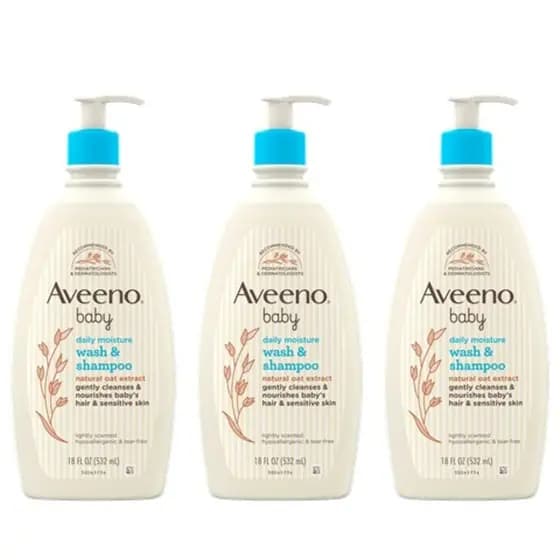 Aveeno Baby Sabonete Líquido e Shampoo Suave com Extrato Natural de Aveia, Fórmula sem Lágrimas, sem Parabenos e sem Fta
