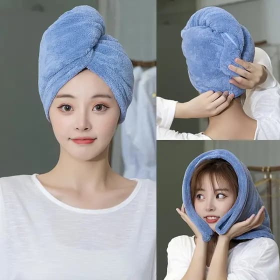 Toalha Grossa Mágica Para Cabelo Secar Rápido Touca Banho Microfibra