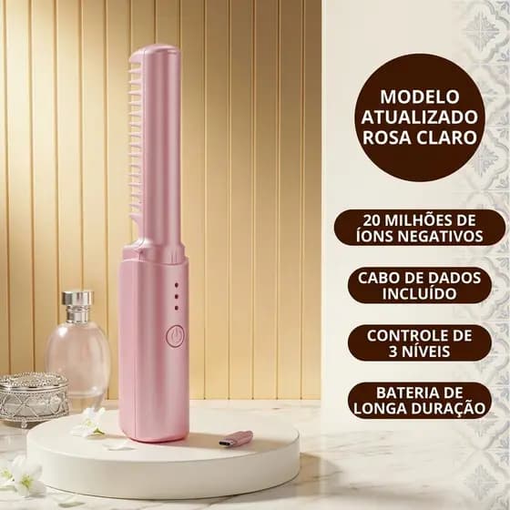 Escova Alisadora De Cabelo Sem Fio Mini Alisador Elétrico Portátil Recarregável Proteção Térmica Anti Queimadura