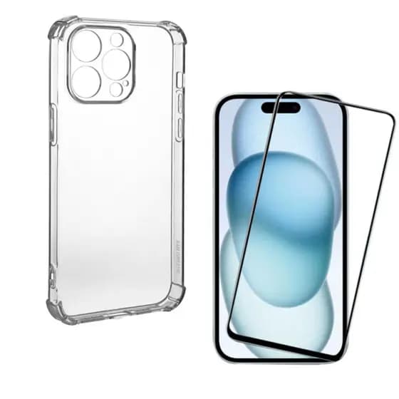Capa E Pelicula Resistente Antichoque Para iPhone 15 Pro