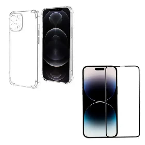 Kit Capa E Pelicula Tpu Anti Impacto Resistente Para iPhone 14 Pro