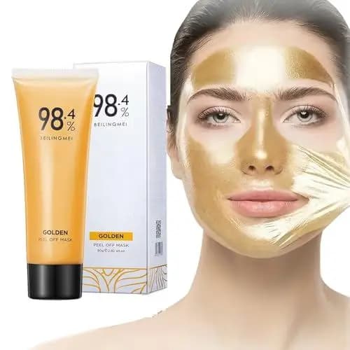 Máscara Peel-Off Dourada, 98,4% Efeito Anti-Rugas e Clareador, Máscara Peel-Off de Ouro 24k, Máscara Peel-Off Dourada, R